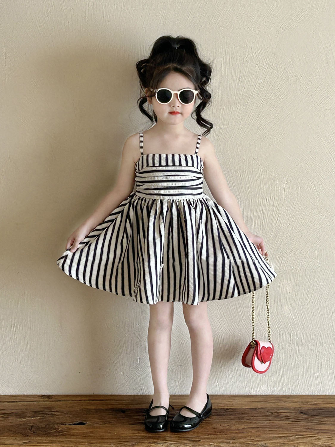 [5071080] - Baju Dress Gaun Pesta Lengan Kutung Fashion Anak Perempuan Cewek - Motif Striped - BABYHOKI STORE