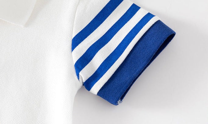 [5131023] - Baju Atasan Kaos Kerah Polo Fashion Import Anak Laki-Laki - Motif Arm Stripes