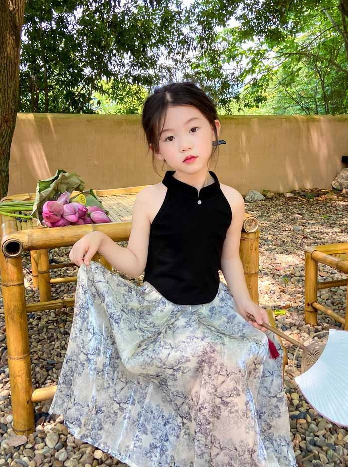 [507987] - Baju Setelan Blouse Kutung Rok Fashion Anak Perempuan - Motif Flower Shadows