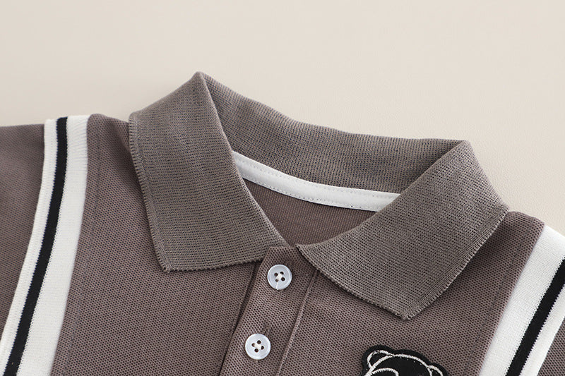 [368593] - One Set 2in1 Baju Setelan Atasan Polo Lengan Pendek Bawahan Celana Pendek Comfortable Casual Fashion Anak Laki Laki Cowok - Motif Animals On The Chest - BABYHOKI STORE