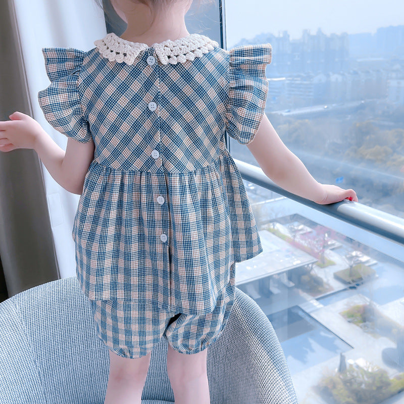 BABYHOKI STORE Usia 7 8 9 10 Tahun Baju Anak Tanggung Cewek [363640] - Baju Setelan Blouse Kutung Celana Pendek Fashion Anak Perempuan - Motif Tilt Square
