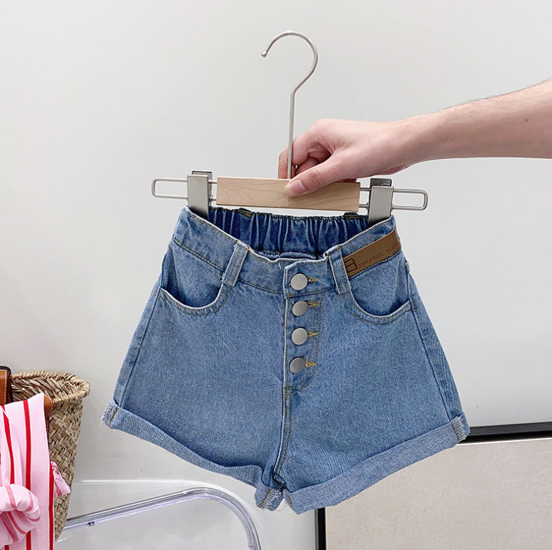 [363737] - One Set  3 In 1 Baju Setelan Atasan Kaos Kutung Kemeja Panjang Celana Jeans Pendek Fashion Anak Perempuan Trendy - Motif Casual Stripe