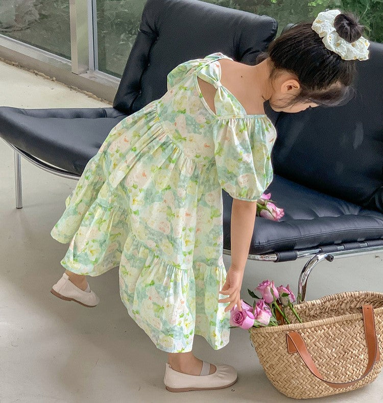 [5071024] - Baju Dress Lengan Pendek Fashion Anak Perempuan - Motif Fresh Flower