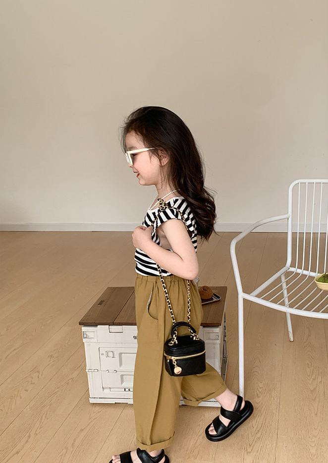 [5071046] - Baju Setelan Tanpa Lengan Celana Chino Panjang Fashion Anak Perempuan - Motif Line Stripe