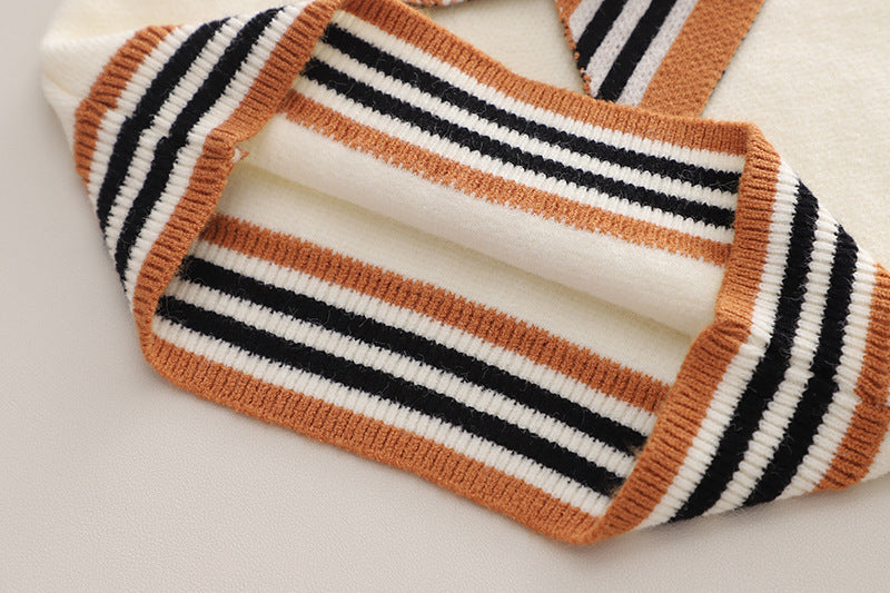 [363700] - Baju Setelan Atasan Sweater Bawahan Rok Fashion Anak Perempuan - Motif Neat Stripe