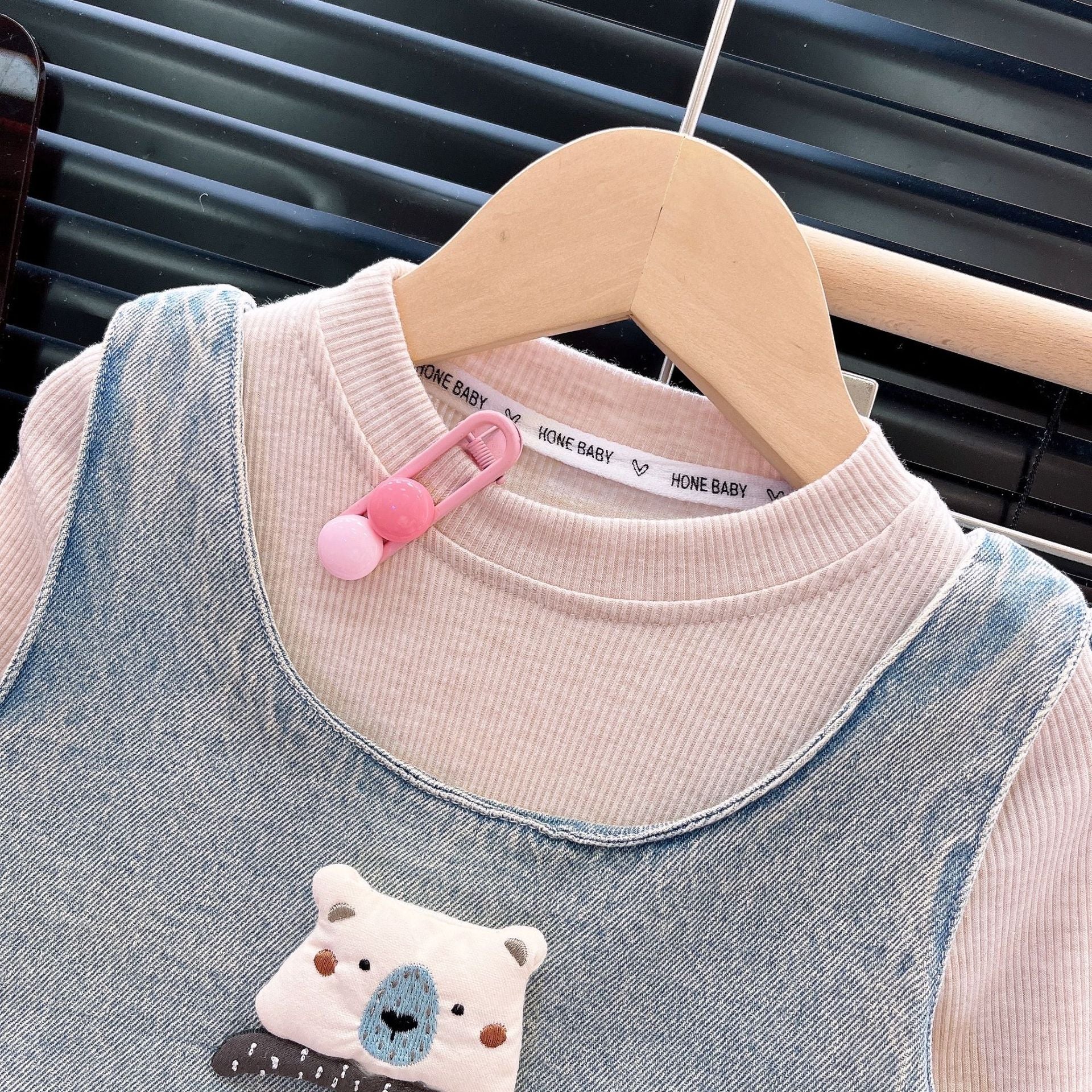 [363907] - One Set 3in1 Baju Setelan Atasan Lengan Panjang Vest Kutung Denim Bawahan Celana Panjang Denim Fashion Anak Cewek Perempuan - Motif 3D Animal Face - BABYHOKI STORE - BABYHOKI STORE