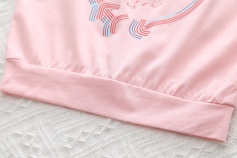 [345450] - Setelan Baju Kutung Celana Pendek Anak Perempuan Fashion - Motif Happiness Love