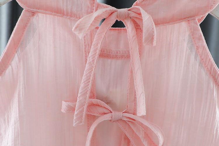 [340455] - Baju Setelan Lengan Kutung Celana Panjang Fashion Anak Perempuan - Motif Flower Ribbon