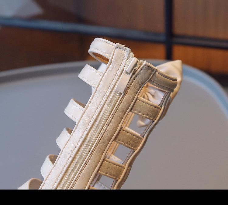 [381271 Size 26-36] - Sepatu Sandal Gladiator Shoes Anak Perempuan Cewek - Motif Bow Pearl Roman - BABYHOKI STORE