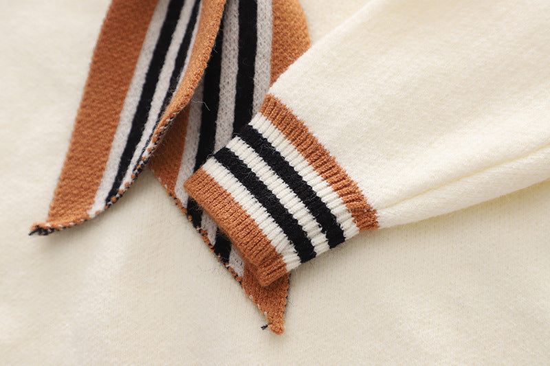 [363700] - Baju Setelan Atasan Sweater Bawahan Rok Fashion Anak Perempuan - Motif Neat Stripe
