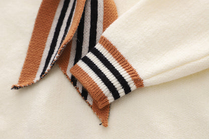 [363700] - Baju Setelan Atasan Sweater Bawahan Rok Fashion Import Anak Perempuan - Motif Neat Stripe