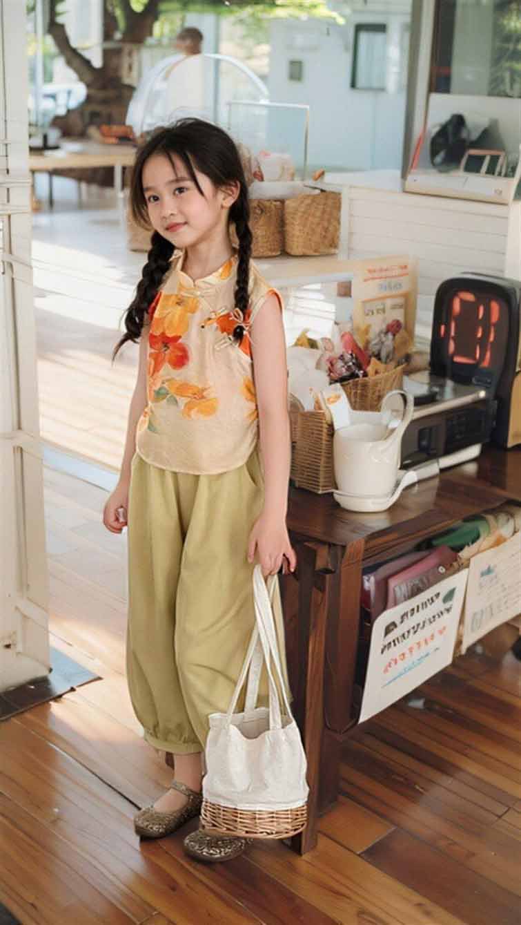 [5071051] - Setelan Baju Kutung Celana Panjang Fashion Anak Perempuan - Motif Flower Bloom