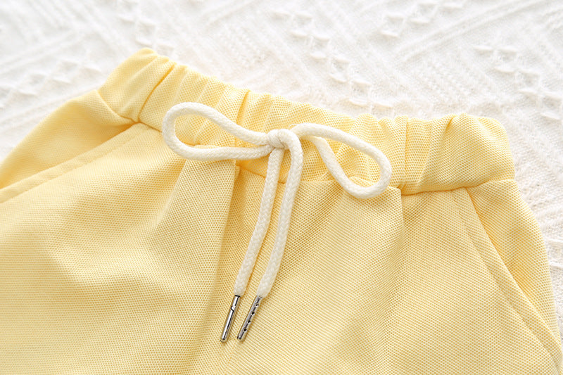 [345445] - Setelan Baju Kerah Lengan Pendek Celana Pendek Anak Perempuan Fashion - Motif Flower Tie