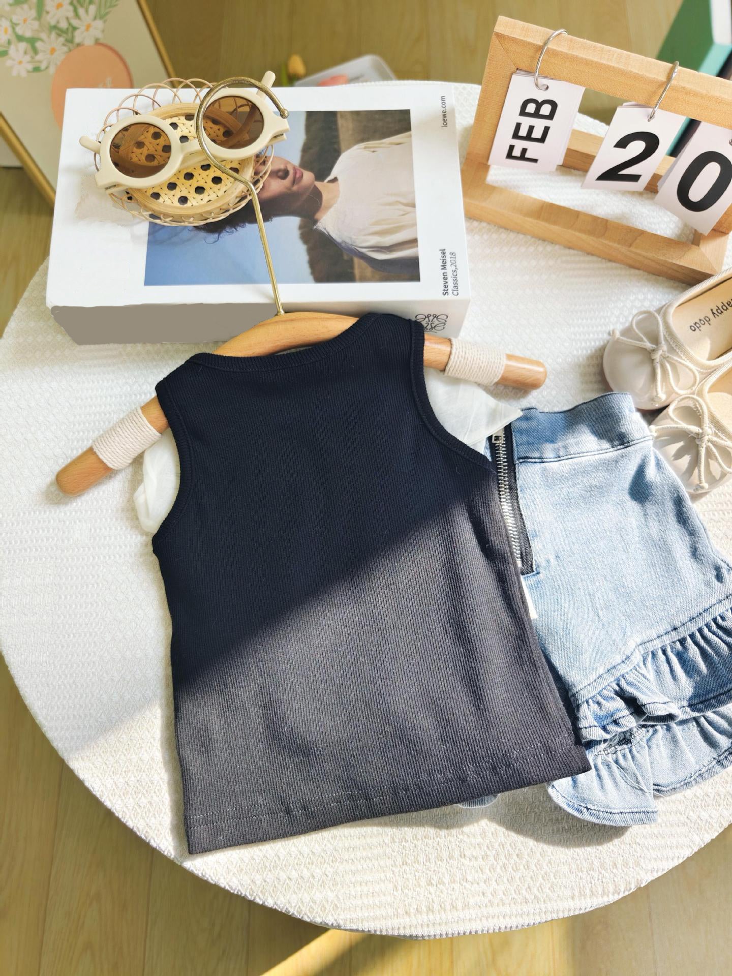 [363734] - Setelan Oneset Lucu Cantik Baju Fashion Tank Top Celana Pendek Jeans Fashion Anak Perempuan Cewek - Motif Big Ribbon