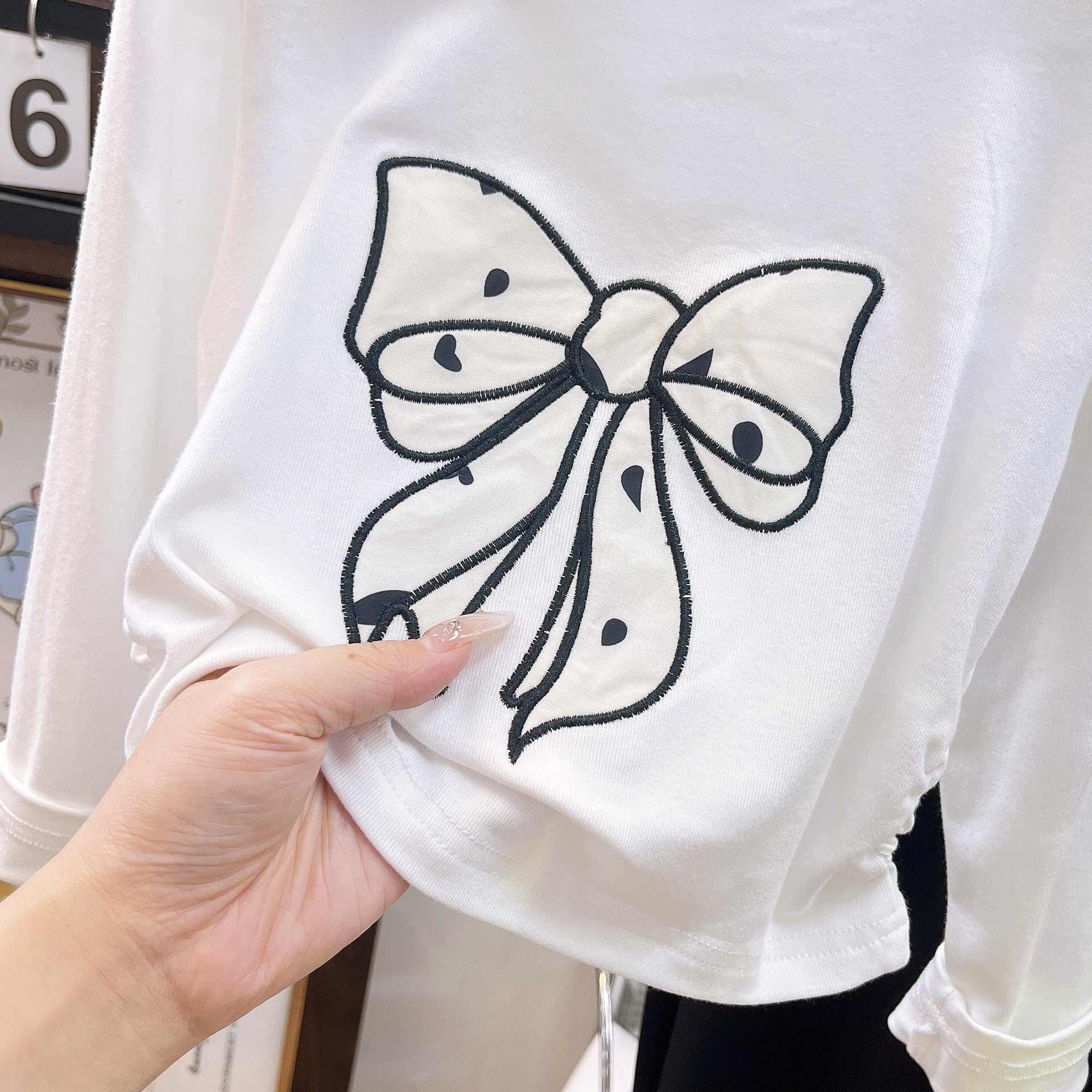 [363936] - One Set 2in1 Baju Setelan Atasan Kaos T-shirt Lengan Panjang Bawahan Celana Panjang Renda Fashion Korean Comfortable Anak Cewek Perempuan - Motif Bow Knot Top - BABYHOKI STORE - BABYHOKI STORE