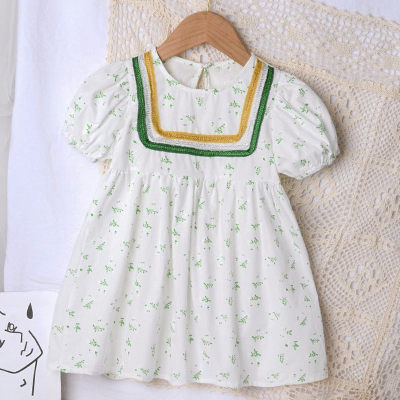 [507S110] - Baju Dress Lengan Pendek Fashion Anak Perempuan - Motif Little Plant