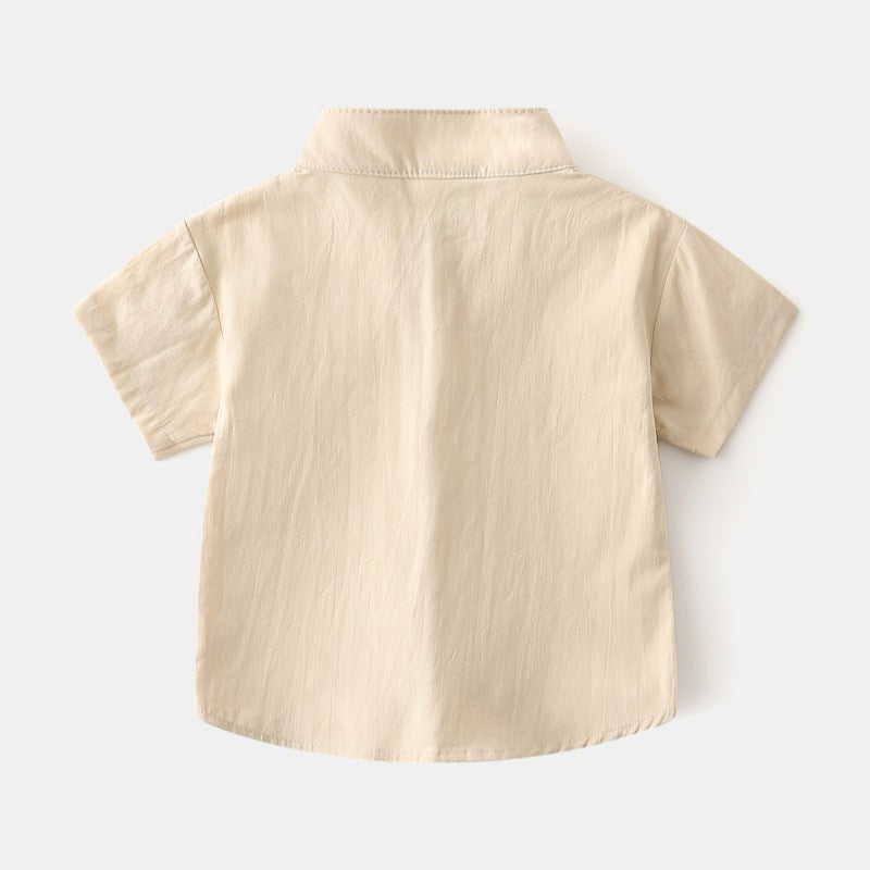 [383224] - Baju Atasan Kemeja Kerah Shanghai Koko Lengan Pendek Anak Laki-Laki Cowok - Motif Basic Color Pocket - BABYHOKI STORE - BABYHOKI STORE