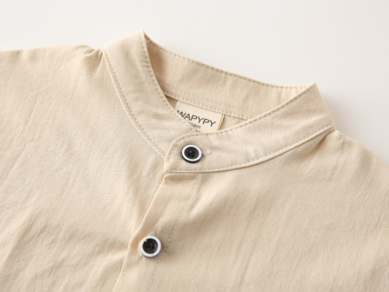 [383224] - Baju Atasan Kemeja Kerah Shanghai Koko Lengan Pendek Anak Laki-Laki Cowok - Motif Basic Color Pocket - BABYHOKI STORE - BABYHOKI STORE