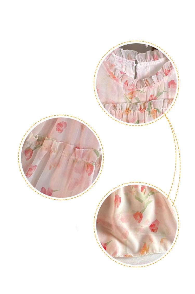 [363711] - Baju Dress Renda Tanpa Lengan Fashion Import Anak Perempuan - Motif Flower Breeze