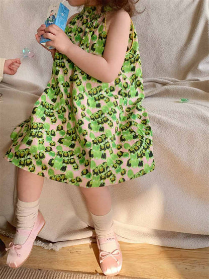 [507993] - Baju Dress Lengan Kutung Fashion Anak Perempuan - Motif Vaguely Round