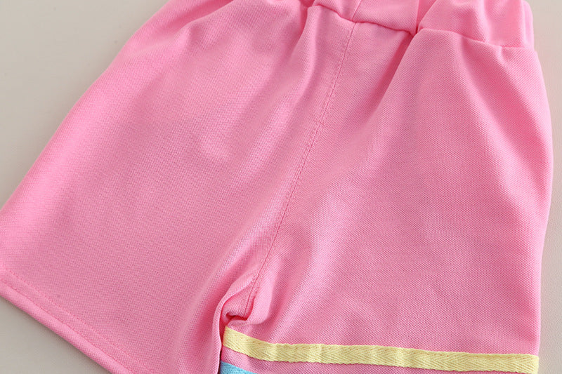 [368580] - One Set 2in1 Baju Setelan Atasan Polo Lengan Pendek Bawahan Celana Pendek Fashion Sporty Summer Anak Perempuan Cewek - Motif Number 53 - BABYHOKI STORE