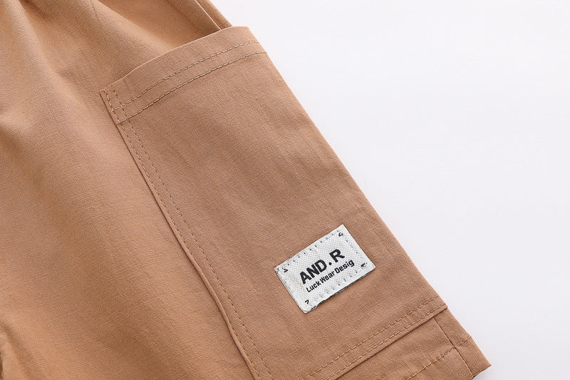 [345507] - One Set 2in1 Baju Setelan Atasan Kemeja Lengan Pendek Bawahan Celana Pendek Bersaku Fashionable Anak Cowok Laki-Laki - Motif Dino Animal - BABYHOKI STORE - BABYHOKI STORE