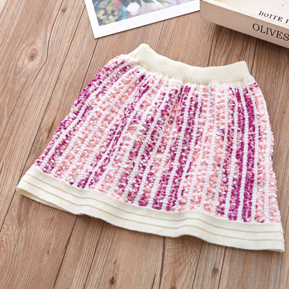 [363715] - Baju Setelan Atasan Kancing Bawahan Rok Fashion Import Anak Cewek - Motif Color Pocket