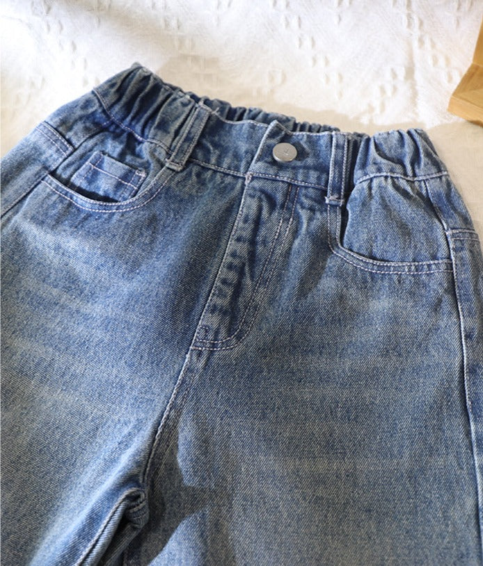 [508220] - Celana Panjang Jeans Kulot Anak Perempuan - Motif Plain Fiber
