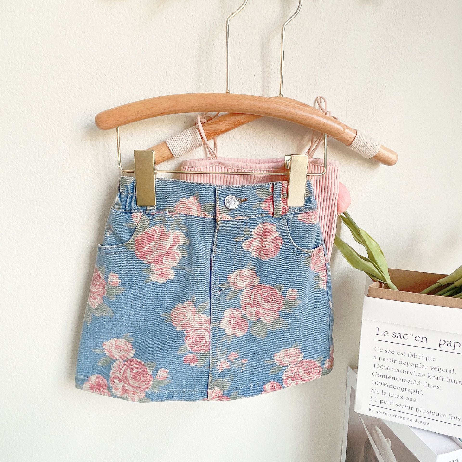 [363657] - Setelan Crop Top Celana Pendek Anak Perempuan - Motif Bottom Flower