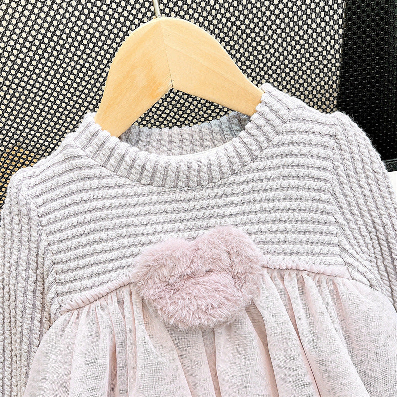 [363822] - Setelan Baju Atasan Dress Celana Panjang Fashion Anak Perempuan - Motif Love Lace