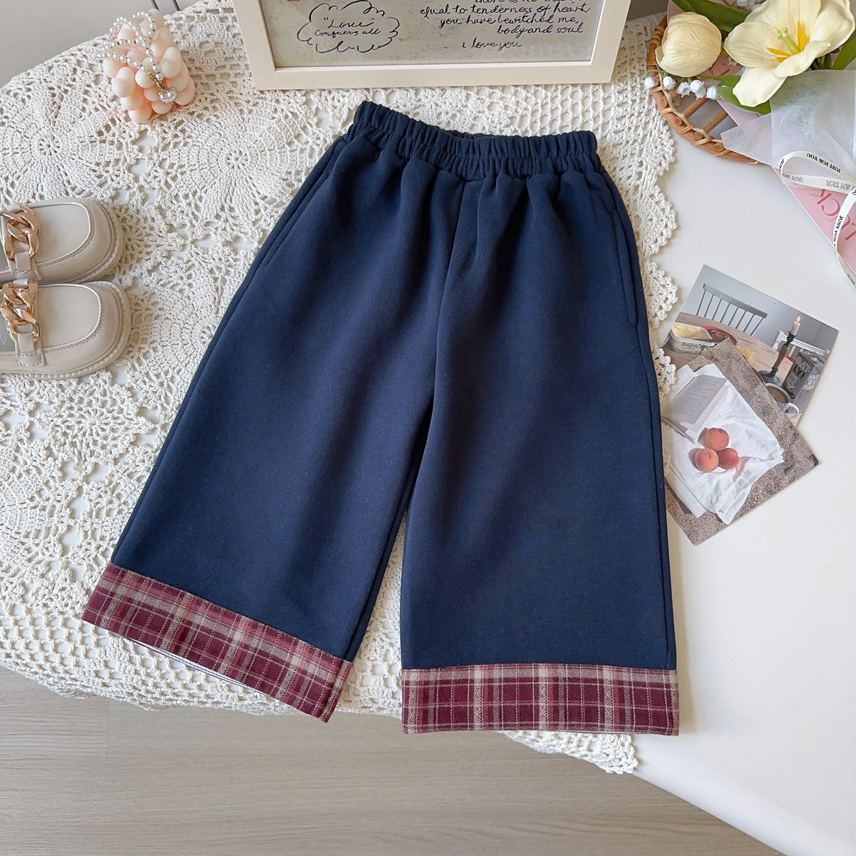 [963151] - One Set 3in1 Baju Setelan Atasan Lengan Panjang Vest Kutung Plaid Bawahan Celana Panjang Kulot British Version Style Anak Perempuan Cewek - Motif Plaid Sweet - BABYHOKI STORE - BABYHOKI STORE