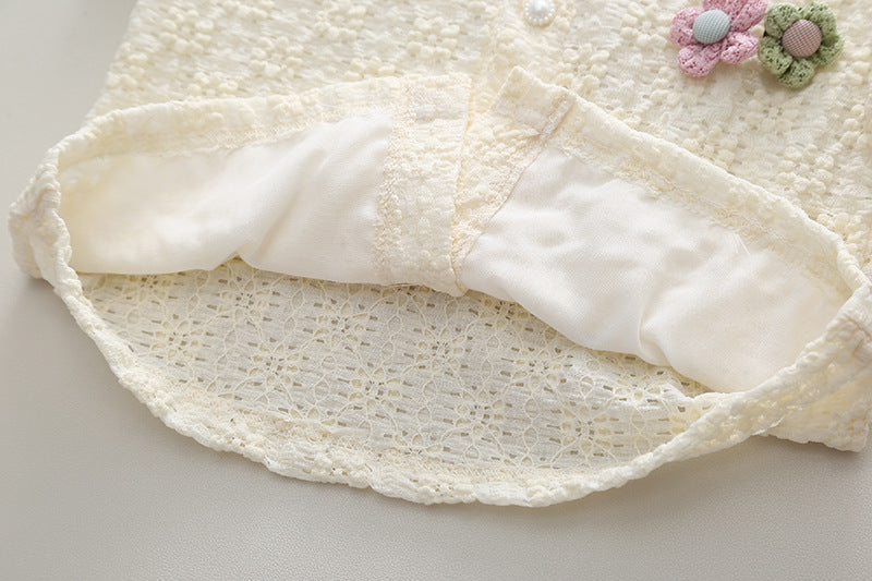 [340373] - Baju Setelan Blouse Celana Jeans Fashion Anak Perempuan - Motif Flower Brooch