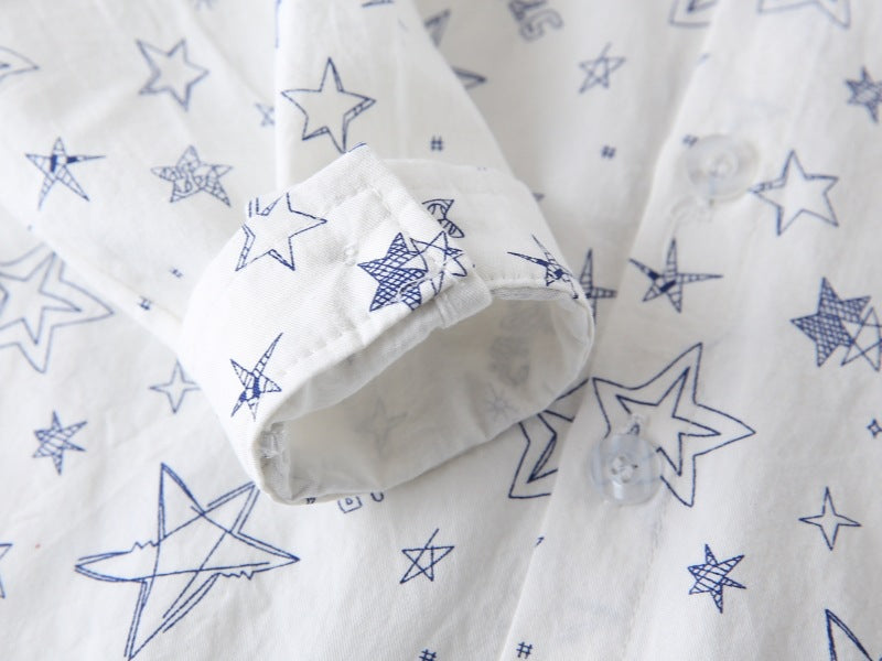 [383215] - Baju Atasan Kemeja Lengan Panjang Anak Laki-Laki - Motif Stars & Stripes