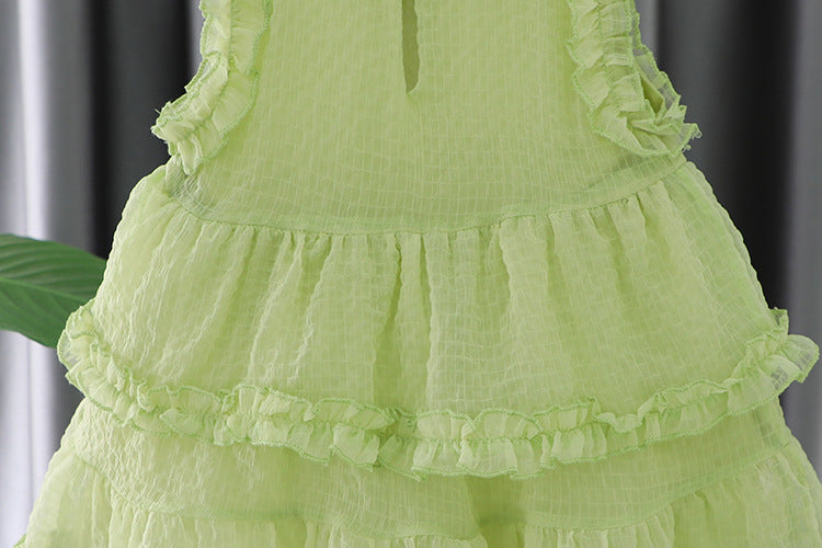 [340399] - Baju Mini Dress Lengan Kutung Fashion Anak Perempuan - Motif Wavy Lace