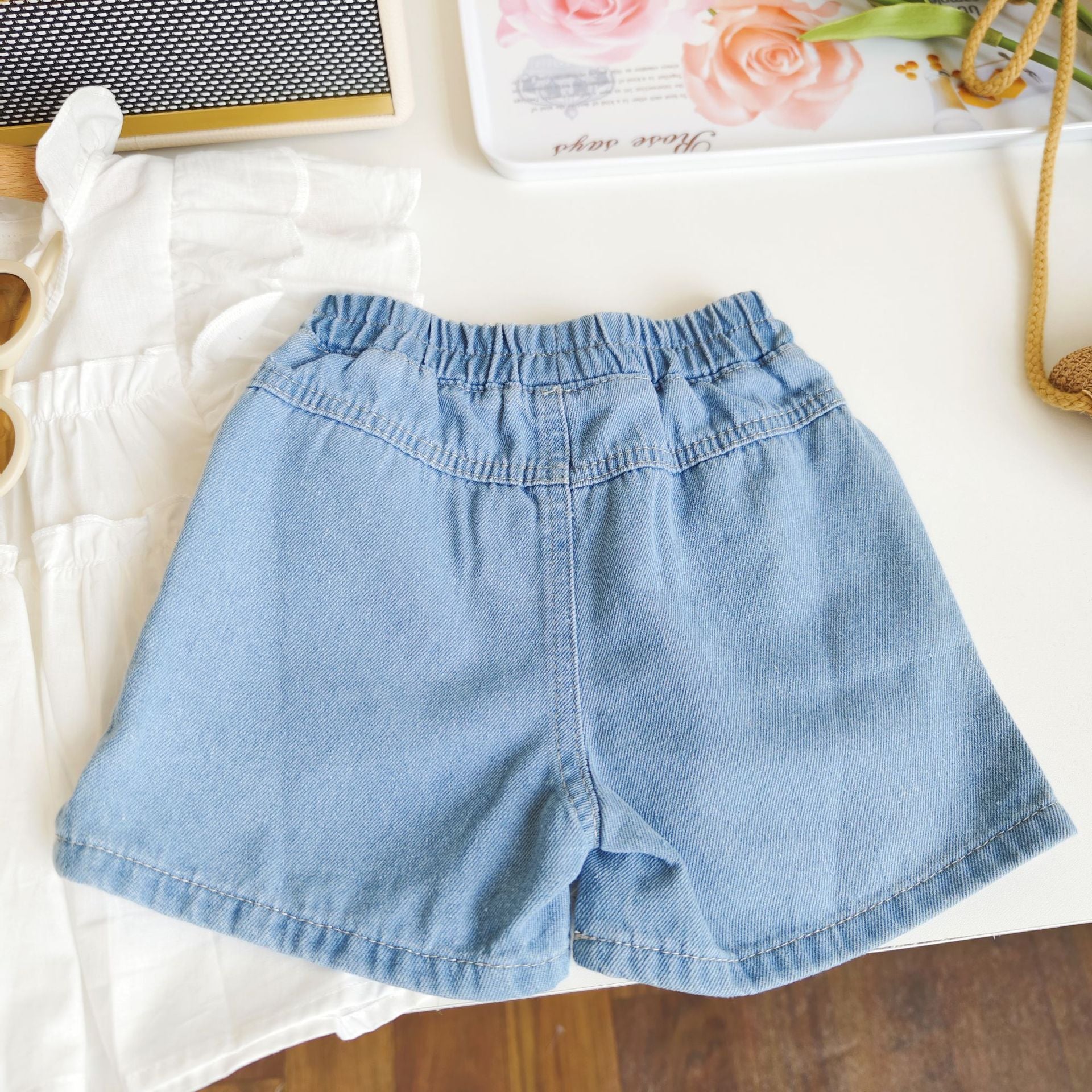 BABYHOKI STORE Usia 7 8 9 10 Tahun Baju Anak Tanggung Cewek [363670] - Setelan Baju Blouse Celana Pendek Jeans Anak Perempuan Fashion - Motif Cute Plain
