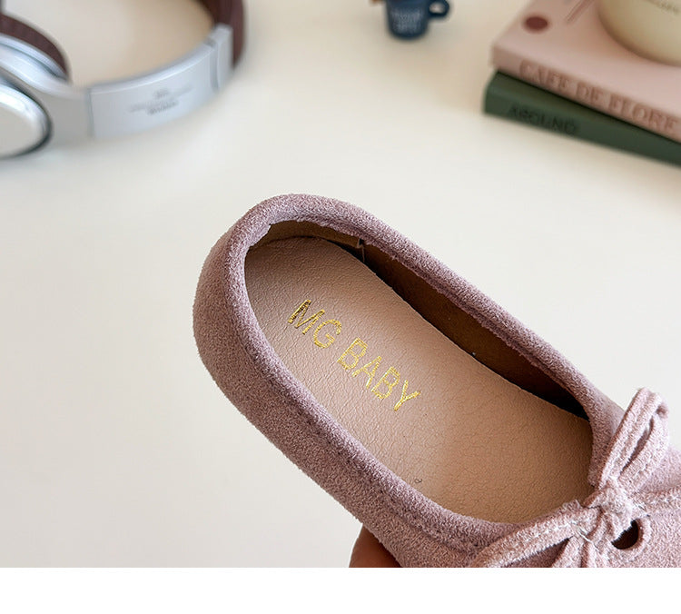 [381297 Size 21-30] - Sepatu Flat Princess Shoes Style Slip-On Slippers Anak Perempuan Cewek - Motif Bow - BABYHOKI STORE - BABYHOKI STORE