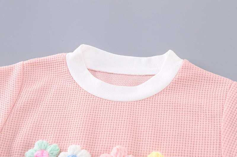 [368585] - One Set 2in1 Baju Setelan Atasan Kaos Lengan Pendek Bawahan Celana Pendek Comfortable Summer Fashion Anak Perempuan Cewek - Motif Cute 3d Flower - BABYHOKI STORE