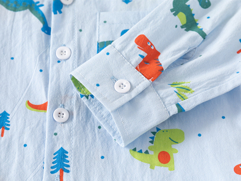 [383213] - Atasan Baju Kemeja Lengan Panjang Anak Laki-Laki - Motif Little Explorer