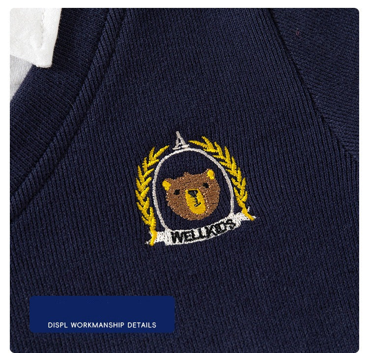 [5131092] - Baju Kemeja Sweater Lengan Panjang Fashion Anak Laki-Laki - Motif Bear Logo