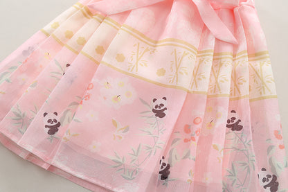 [340444] - Setelan Baju Tanpa Lengan Bawahan Rok Pendek Fashion Anak Perempuan - Motif Little Panda