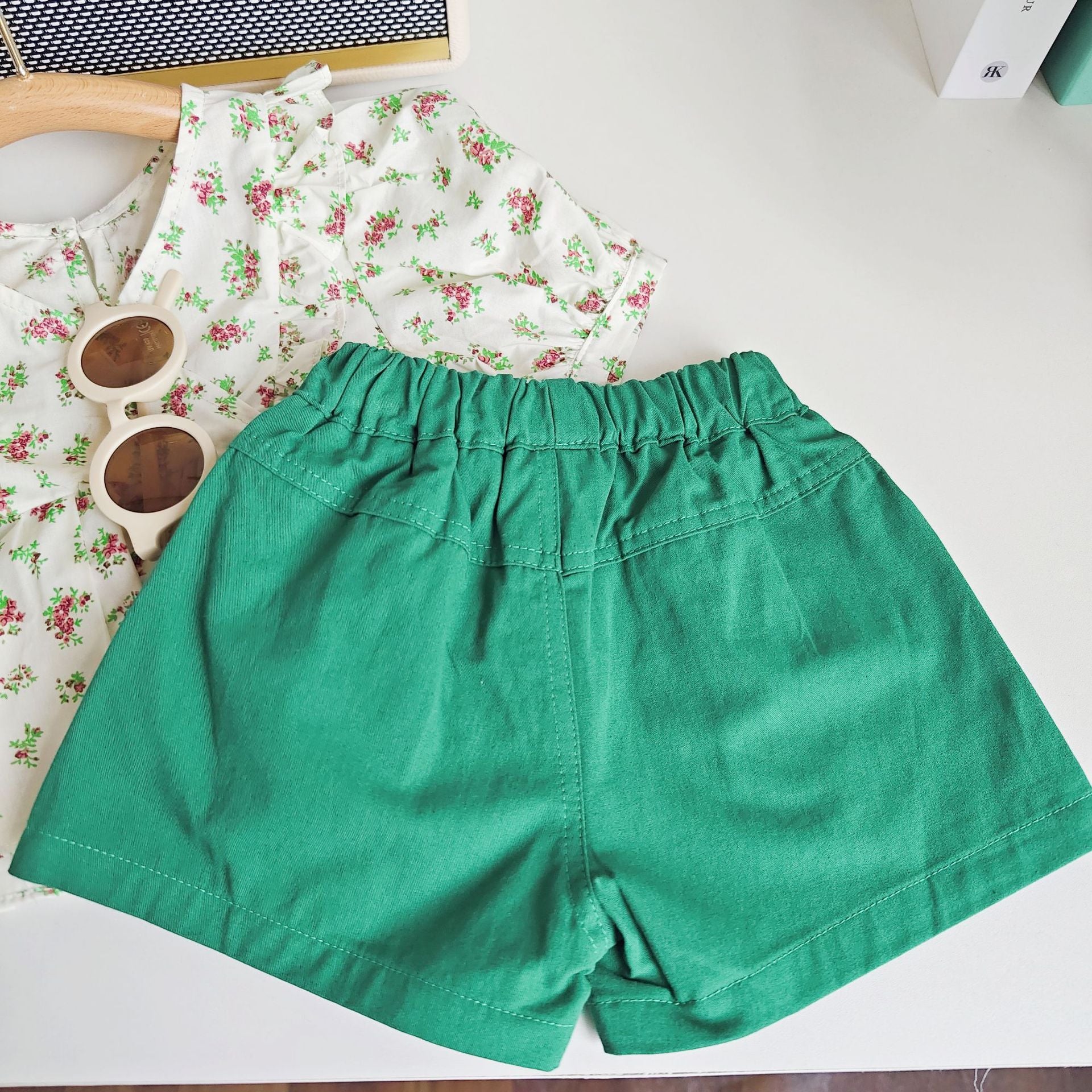 BABYHOKI STORE Usia 7 8 9 10 Tahun Baju Anak Tanggung Cewek [363624] - Setelan Blouse Bawahan Pendek Anak Perempuan - Motif Tie Flowers