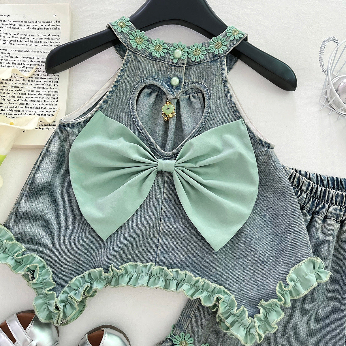 [963119] - One Set 2in1 Baju Setelan Atasan Lengan Kutung Bawahan Celana Pendek Korean Fashion Style Anak Perempuan Cewek - Motif Small Flower - BABYHOKI STORE