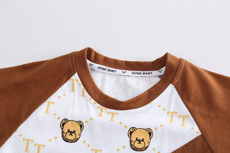 [345415] - Baju Setelan Kaos Lengan Pendek Celana Pendek Anak Cowok Fashion  - Motif Pocket Bear