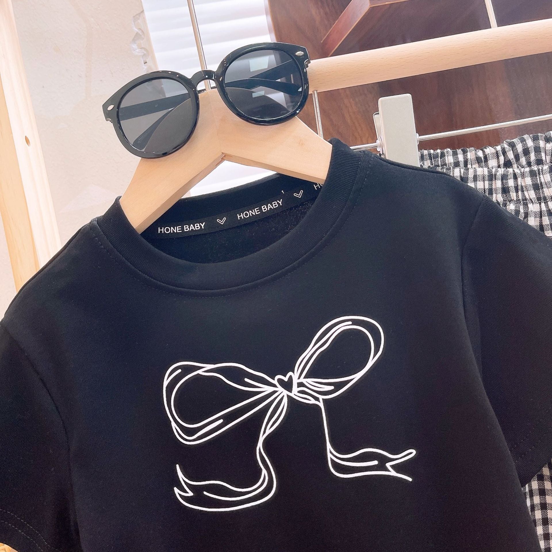 [363777] - Setelan One Set Baju Kaos Lengan Pendek Celana Kulot Panjang Fashion Anak Perempuan - Motif Ribbon Love