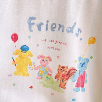 [363771] - Setelan Baju Lengan Pendek Celana Pendek Jeans Fashion Anak Perempuan - Motif Friends Valentine