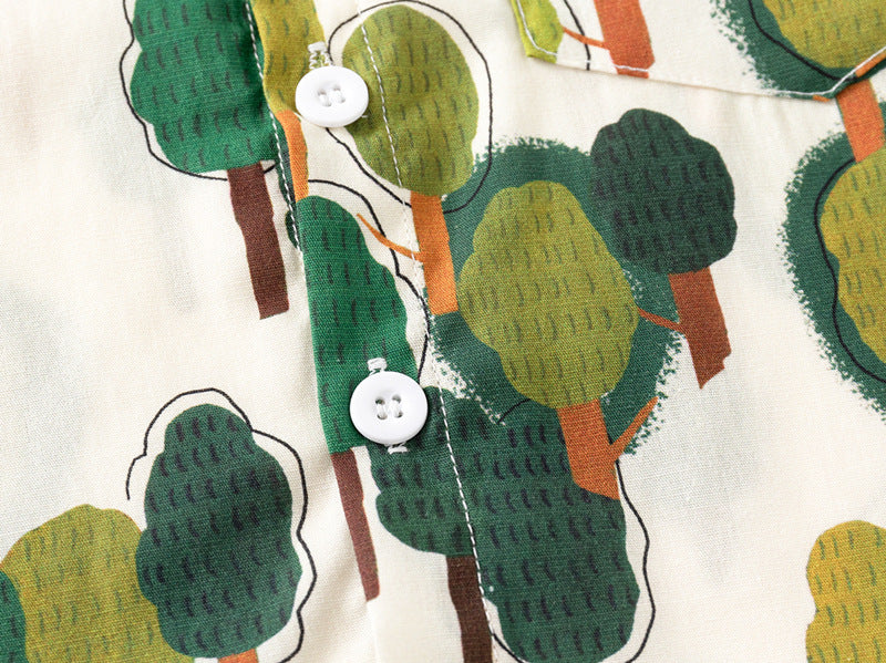 [383208] - Atasan Baju Kemeja Lengan Pendek Anak Laki-Laki - Motif Mix Abstract Nature Animal