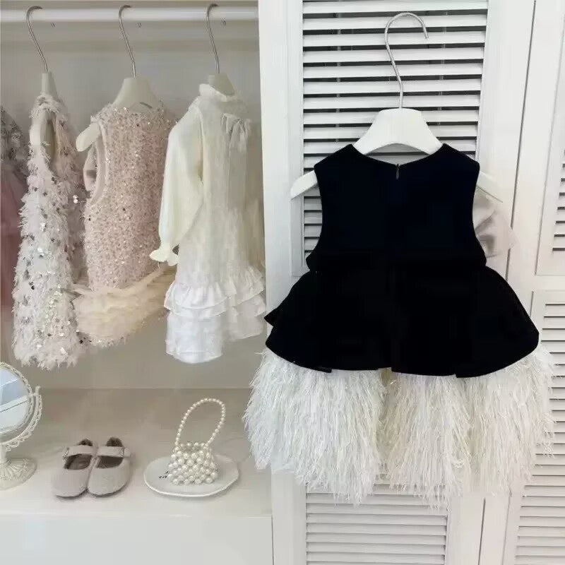 [5071168] - Baju Gaun Dress Princess Elegant Lengan Kutung Korean Version Style Anak Perempuan Cewek - Motif Big Ribbon - BABYHOKI STORE