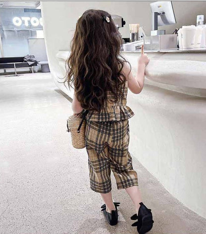 [507958] - Setelan Baju Kutung Bawahan Panjang Anak Perempuan Fashion - Motif Plaid Lace