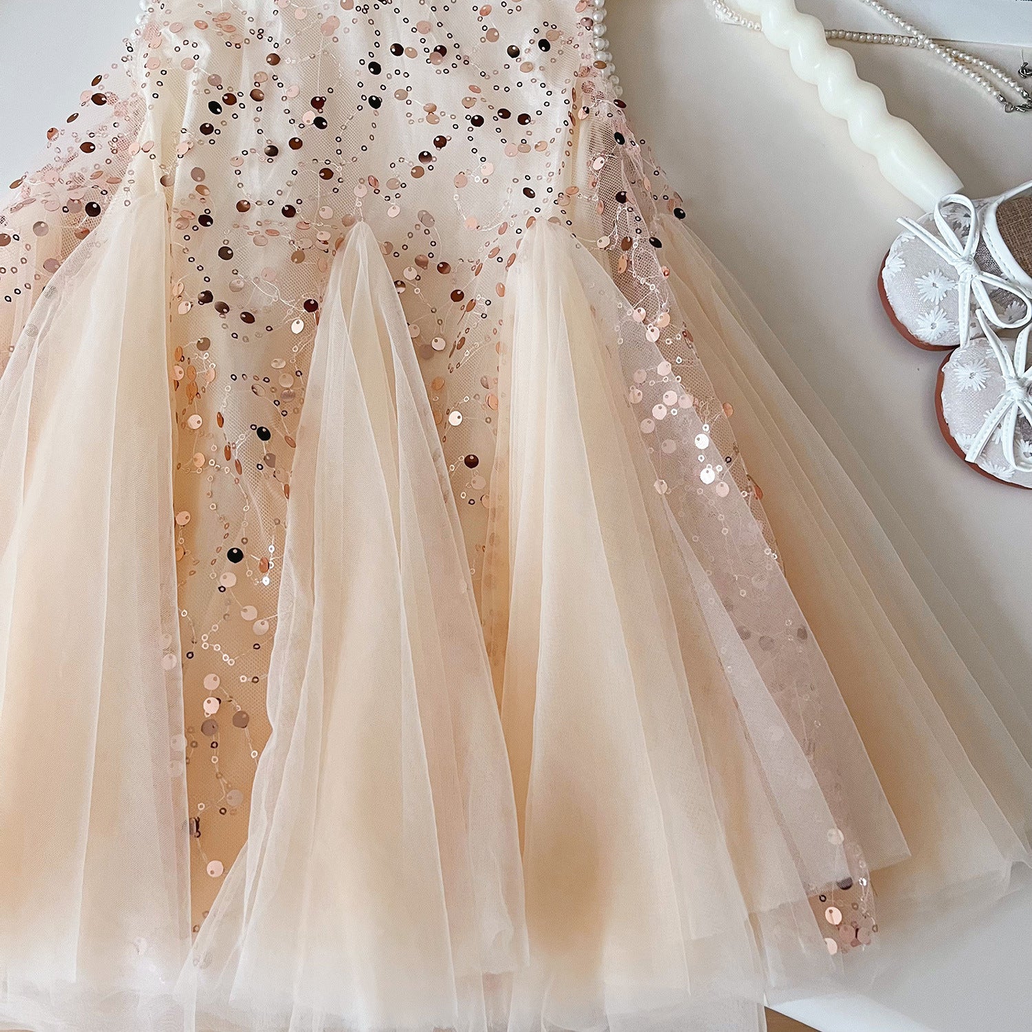[963139] - Baju Gaun Dress Lengan Kutung Anak Perempuan Cewek - Motif Pearl & Sequind - BABYHOKI STORE - BABYHOKI STORE