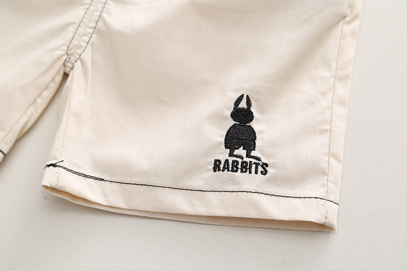 [345435] - Baju Setelan Polo Lengan Pendek Celana Pendek Anak Cowok Fashion - Motif Pocket Rabbit